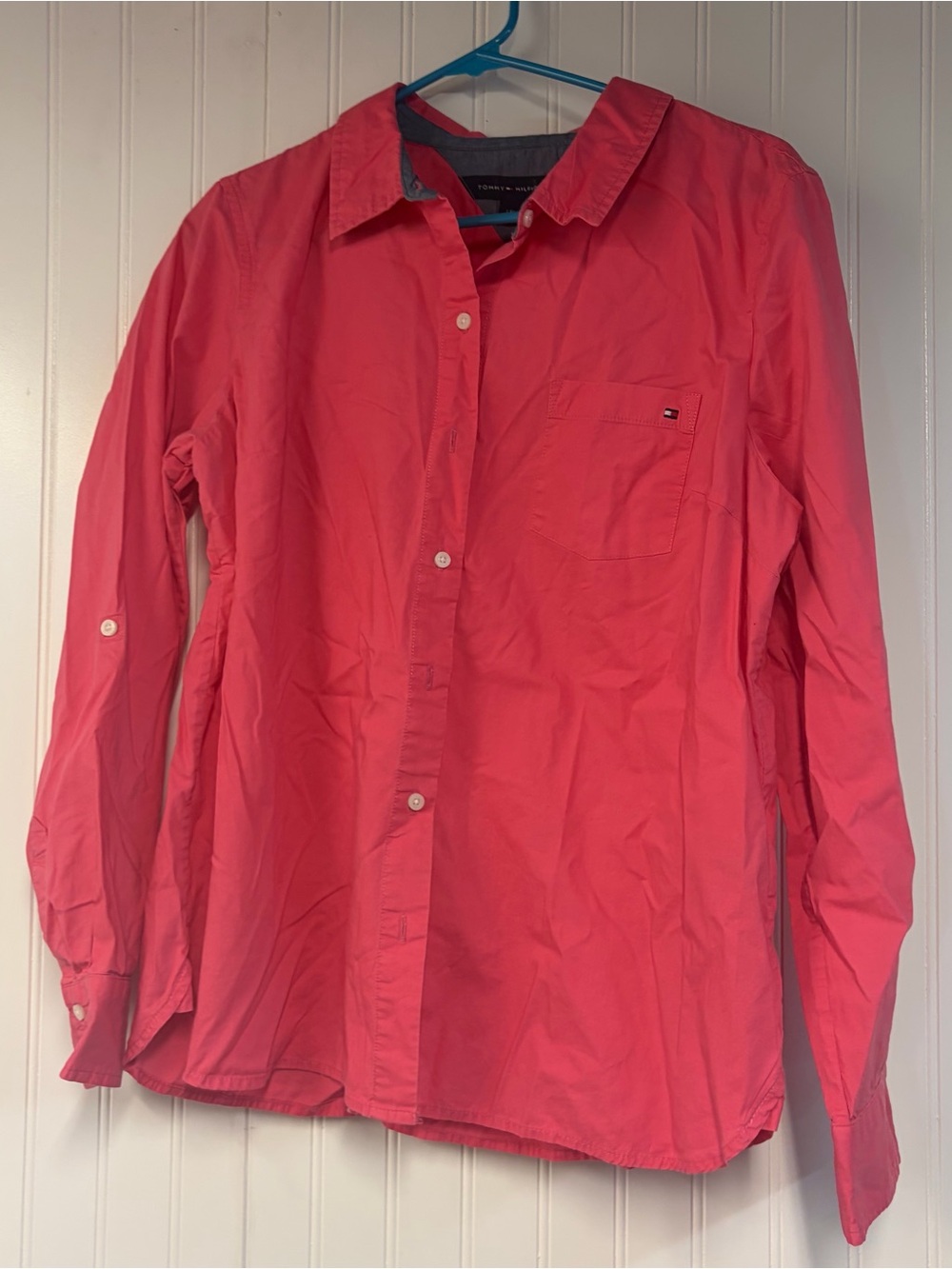 Tommy Hilfiger women’s Pink Long Sleeve Button-Down Shirt Large